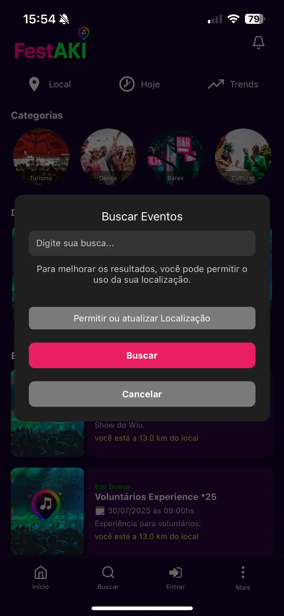 Festaki App - Tela Principal